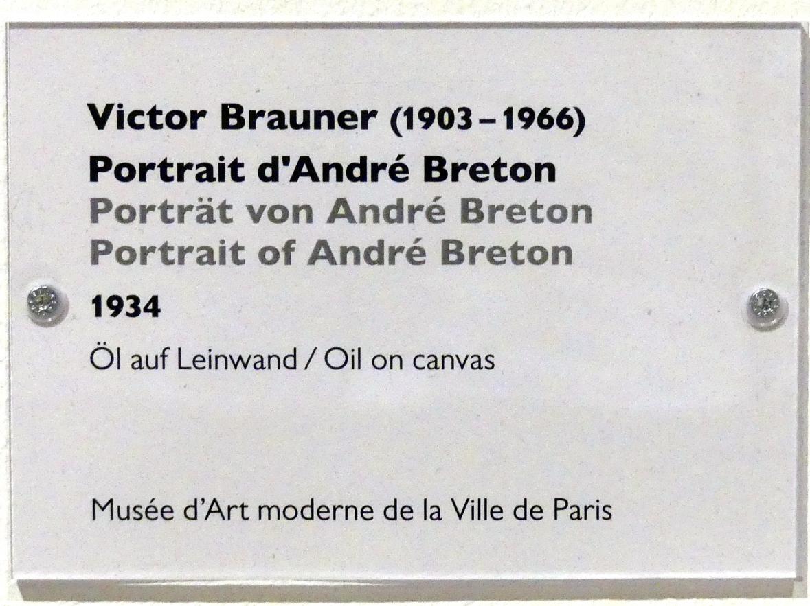 Victor Brauner (1930–1963), Porträt von André Breton, Schwäbisch Hall, Kunsthalle Würth, Ausstellung "Das Musée d'Art moderne de la Ville de Paris zu Gast in der Kunsthalle Würth" vom 15.04.-15.09.2019, 1934, Bild 2/2