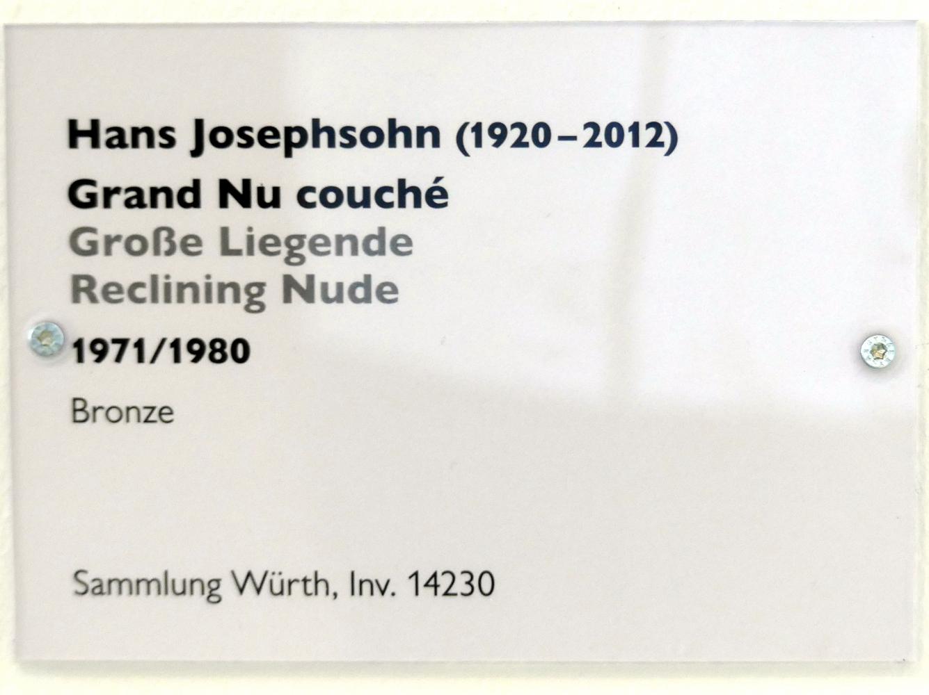 Hans Josephsohn (1971–2003), Große Liegende, Schwäbisch Hall, Kunsthalle Würth, Ausstellung "Das Musée d'Art moderne de la Ville de Paris zu Gast in der Kunsthalle Würth" vom 15.04.-15.09.2019, 1971, Bild 5/5