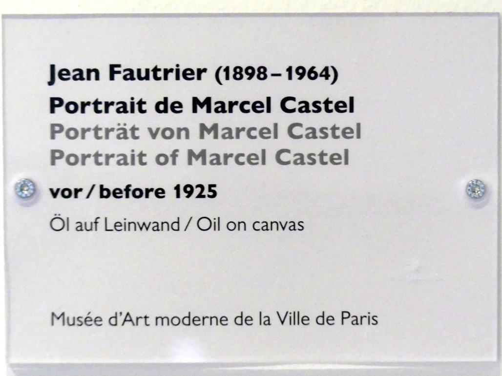 Jean Fautrier (1921–1958), Porträt von Marcel Castel, Schwäbisch Hall, Kunsthalle Würth, Ausstellung "Das Musée d'Art moderne de la Ville de Paris zu Gast in der Kunsthalle Würth" vom 15.04.-15.09.2019, vor 1925, Bild 2/2