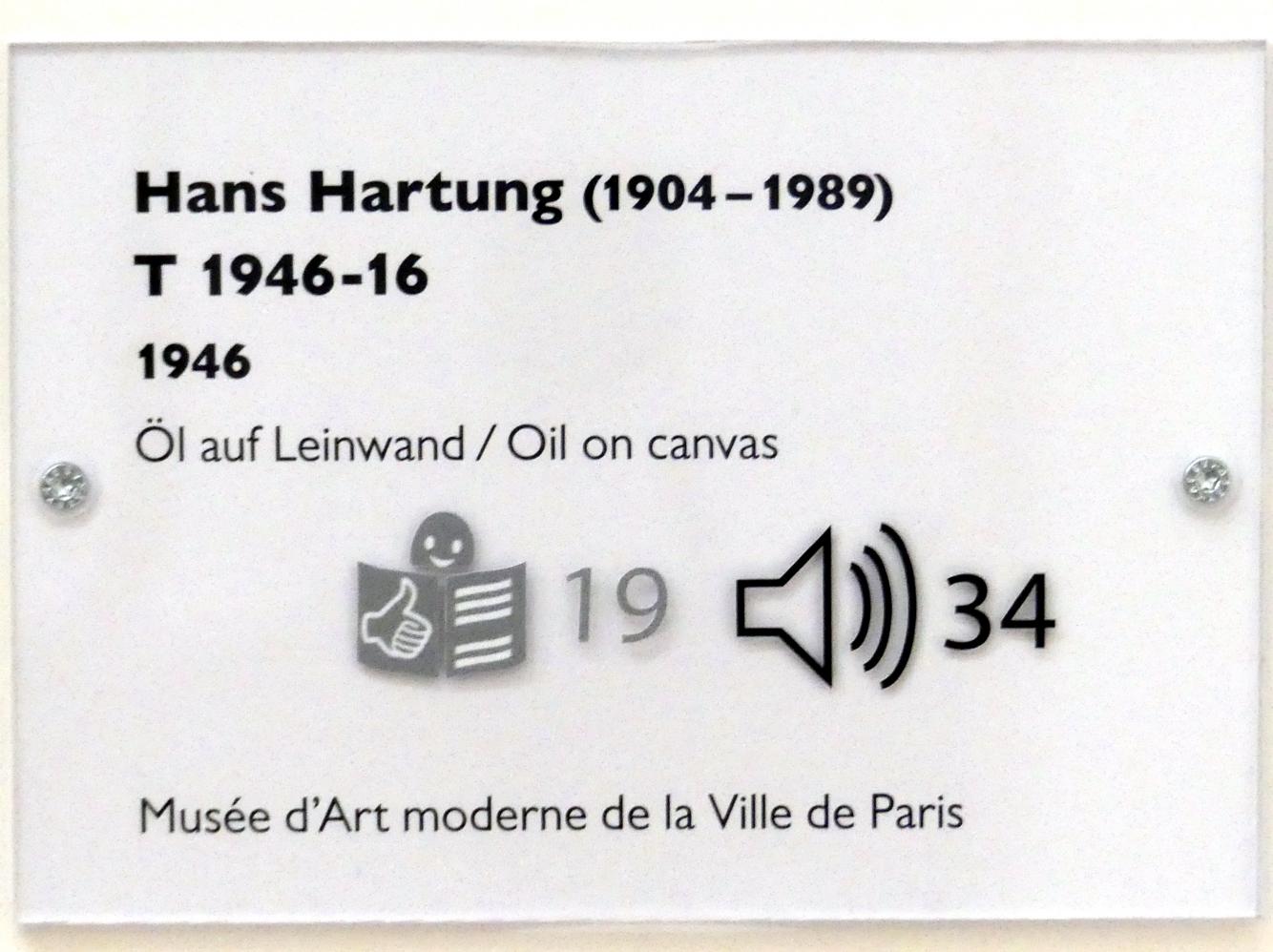 Hans Hartung (1933–1989), T 1946-16, Schwäbisch Hall, Kunsthalle Würth, Ausstellung "Das Musée d'Art moderne de la Ville de Paris zu Gast in der Kunsthalle Würth" vom 15.04.-15.09.2019, 1946, Bild 2/2