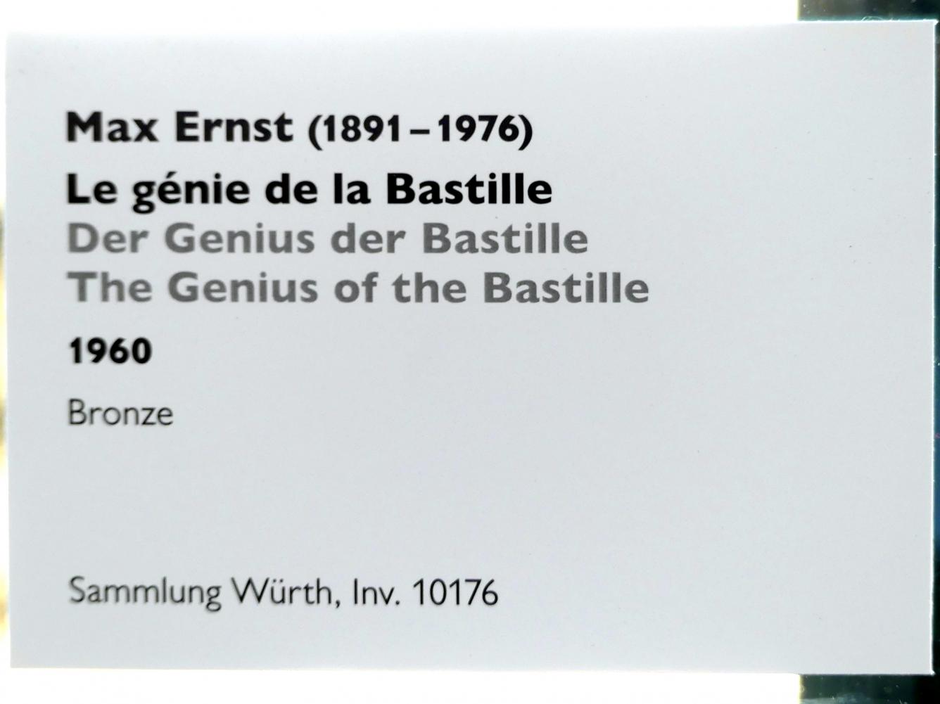 Max Ernst (1912–1970), Der Genius der Bastille, Schwäbisch Hall, Kunsthalle Würth, Ausstellung "Das Musée d'Art moderne de la Ville de Paris zu Gast in der Kunsthalle Würth" vom 15.04.-15.09.2019, 1960, Bild 3/3