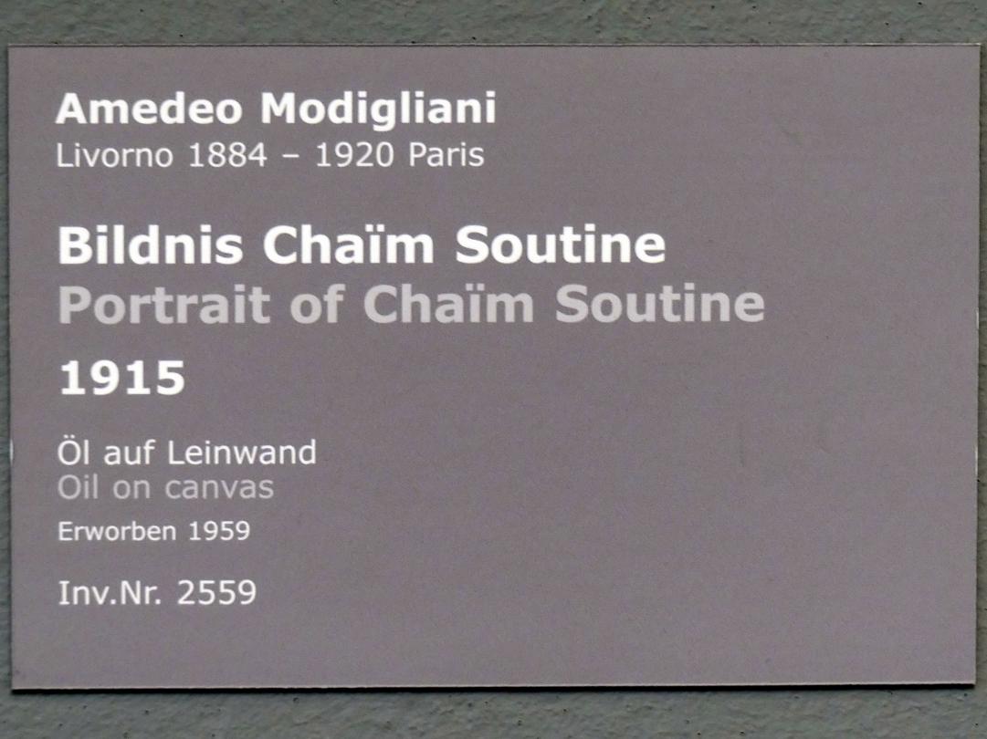Amedeo Modigliani (1911–1918), Bildnis Chaim Soutine, Stuttgart, Staatsgalerie, Internationale Malerei und Skulptur 1, 1915, Bild 2/2