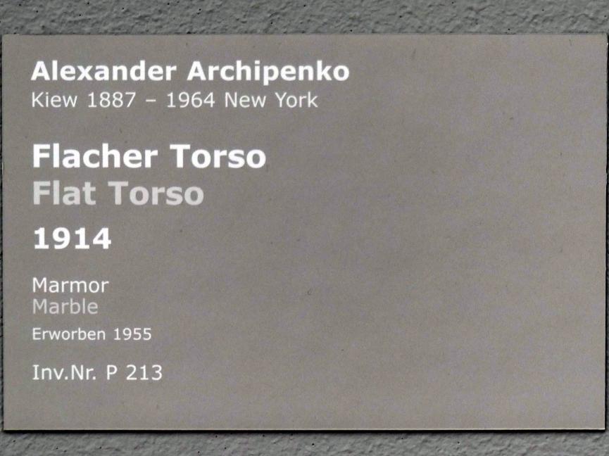 Alexander Archipenko (1914–1922), Flacher Torso, Stuttgart, Staatsgalerie, Internationale Malerei und Skulptur 3, 1914, Bild 4/4