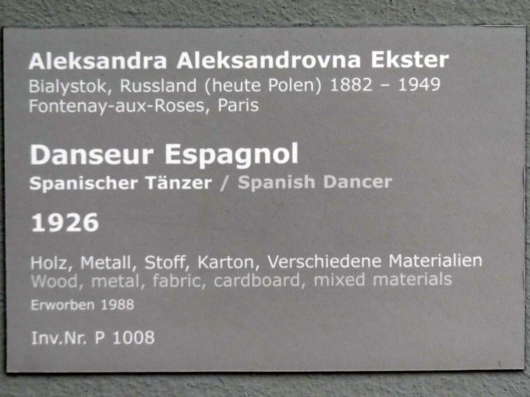 Alexandra Alexandrowna Exter (1913–1926), Danseur Espagnol - Spanischer Tänzer, Stuttgart, Staatsgalerie, Internationale Malerei und Skulptur 3, 1926, Bild 5/5