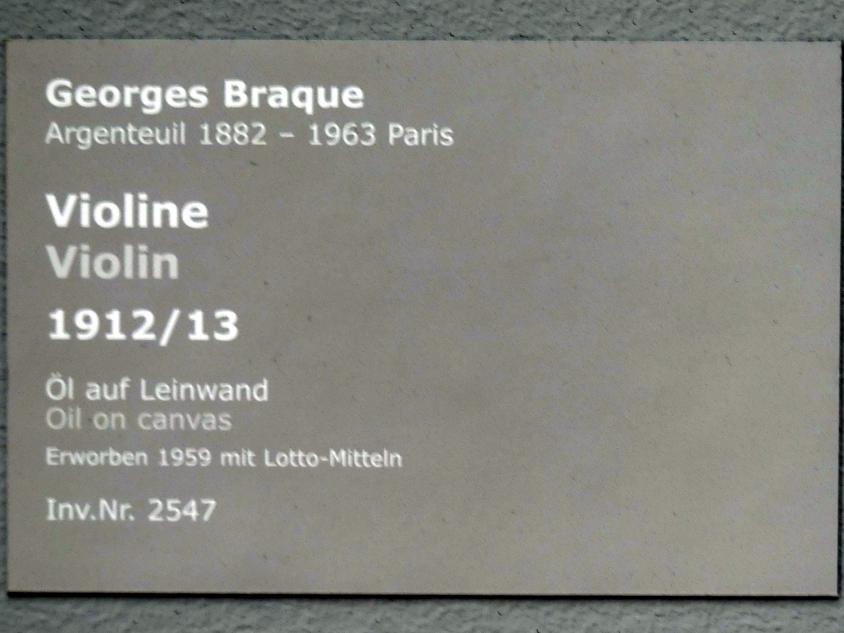 Georges Braque (1906–1956), Violine, Stuttgart, Staatsgalerie, Internationale Malerei und Skulptur 3, 1912–1913, Bild 2/2