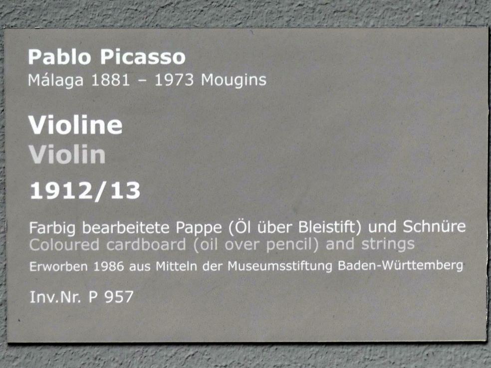Pablo Picasso (1897–1972), Violine, Stuttgart, Staatsgalerie, Internationale Malerei und Skulptur 3, 1912–1913, Bild 2/2