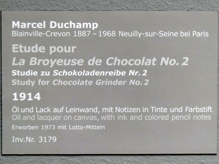 Marcel Duchamp (1911–1964), Etude pour La Broyeuse de Chocolat No. 2 - Studie zu Schokoladenreibe Nr. 2, Stuttgart, Staatsgalerie, Internationale Malerei und Skulptur 5, 1914, Bild 2/2