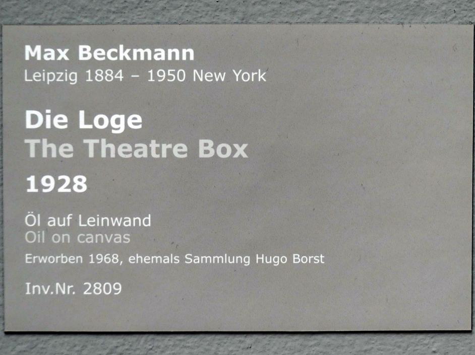 Max Beckmann (1905–1950), Die Loge, Stuttgart, Staatsgalerie, Internationale Malerei und Skulptur 6, 1928, Bild 2/2