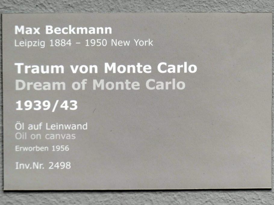 Max Beckmann (1905–1950), Traum von Monte Carlo, Stuttgart, Staatsgalerie, Internationale Malerei und Skulptur 6, 1939–1943, Bild 2/2