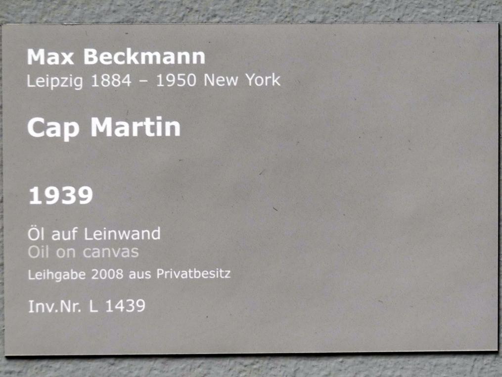 Max Beckmann (1905–1950), Cap Martin, Stuttgart, Staatsgalerie, Internationale Malerei und Skulptur 6, 1939, Bild 2/2