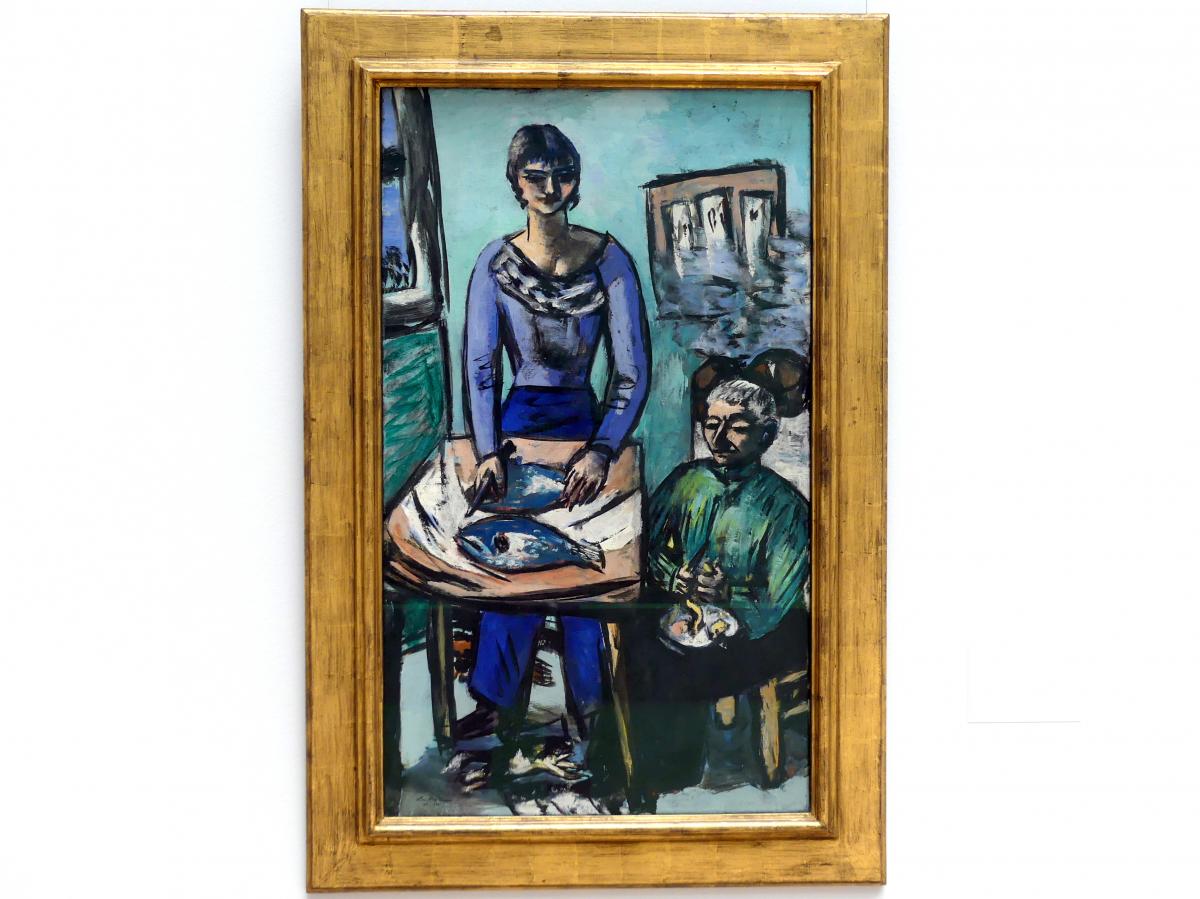 Max Beckmann (1905–1950), Die Küche - Quappi mit Fischen, Stuttgart, Staatsgalerie, Internationale Malerei und Skulptur 6, 1936