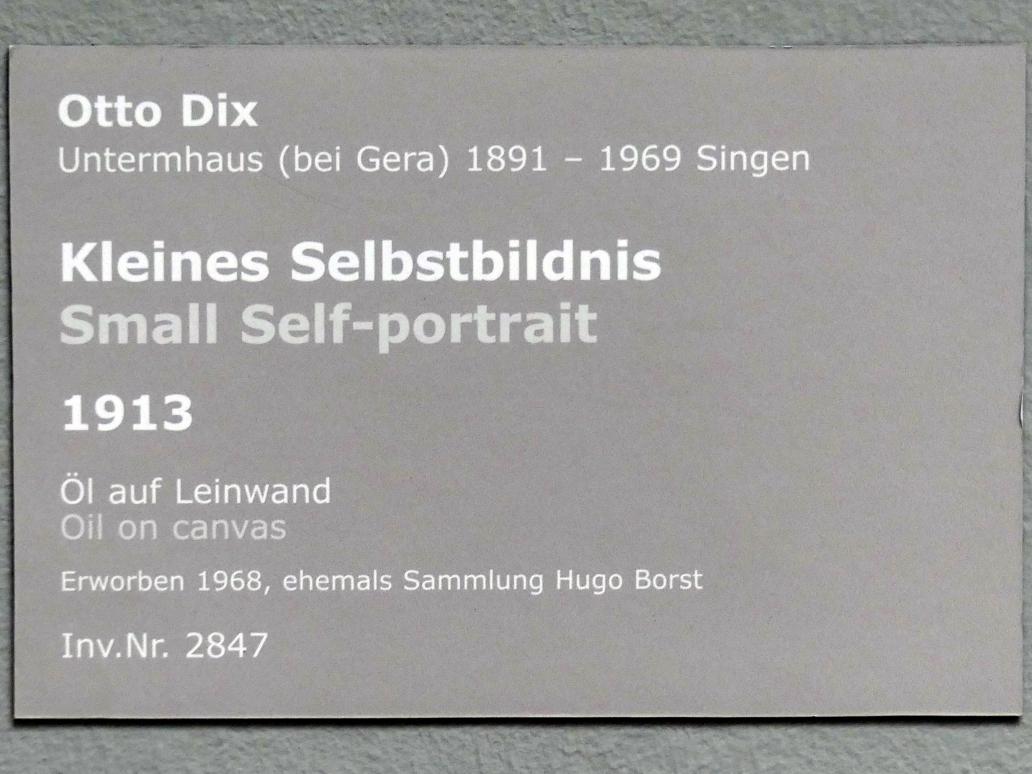 Otto Dix (1913–1949), Kleines Selbstbildnis, Stuttgart, Staatsgalerie, Internationale Malerei und Skulptur 7, 1913, Bild 2/2