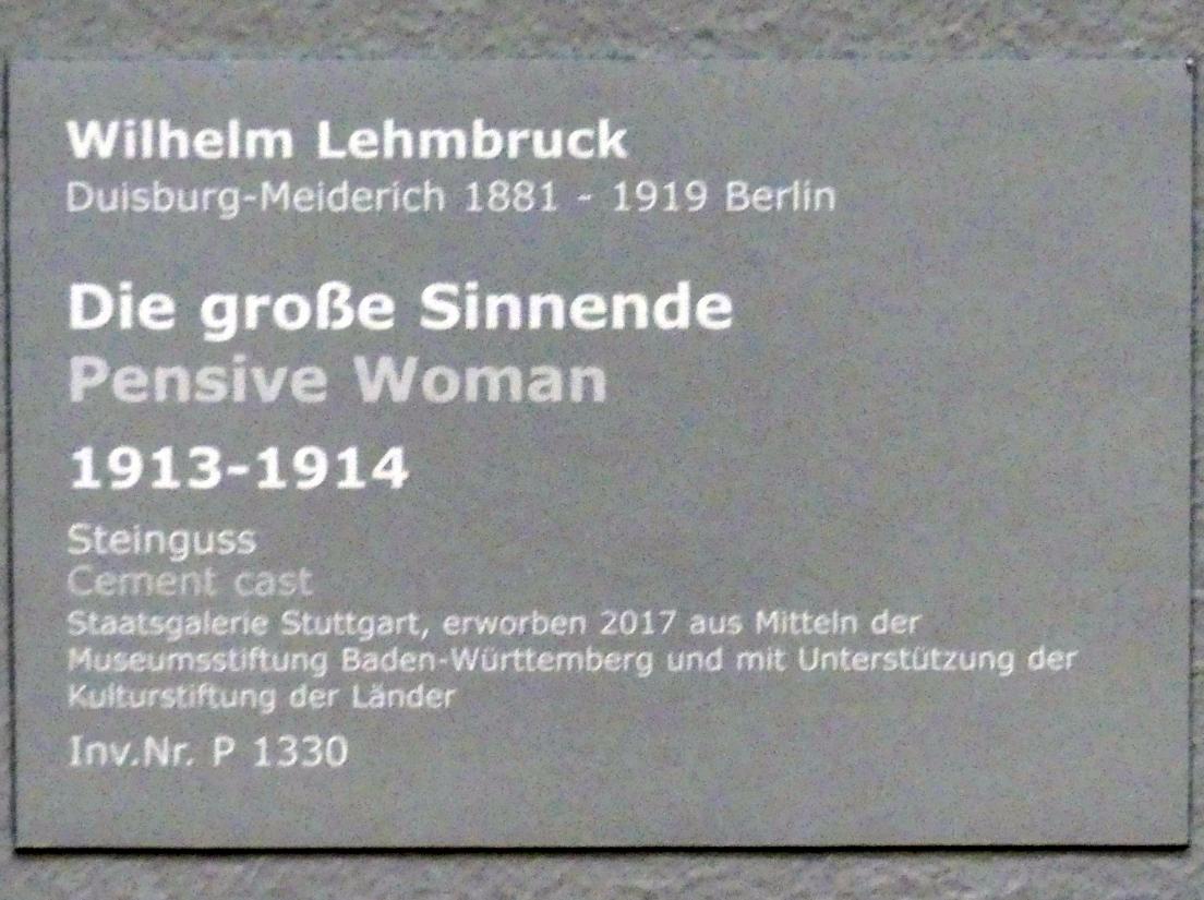 Wilhelm Lehmbruck (1909–1918), Die große Sinnende, Stuttgart, Staatsgalerie, Internationale Malerei und Skulptur 8, 1913–1914, Bild 6/6