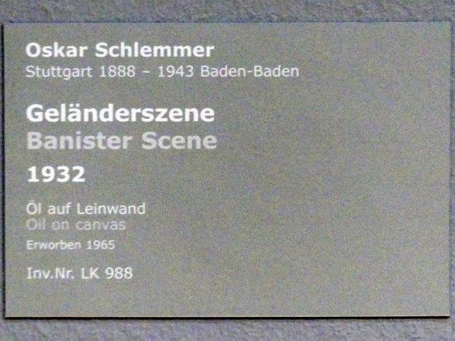 Oskar Schlemmer (1919–1937), Geländerszene, Stuttgart, Staatsgalerie, Internationale Malerei und Skulptur 8, 1932, Bild 2/2