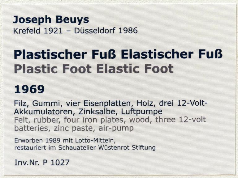 Joseph Beuys (1948–1985), Plastischer Fuß Elastischer Fuß, Stuttgart, Staatsgalerie, Internationale Malerei und Skulptur 11, 1969, Bild 6/6