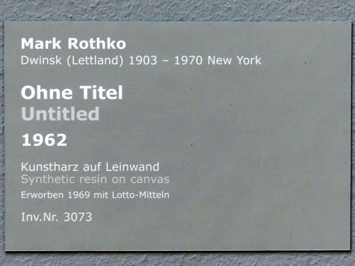 Mark Rothko (1944–1969), Ohne Titel, Stuttgart, Staatsgalerie, Internationale Malerei und Skulptur 12, 1962, Bild 2/2