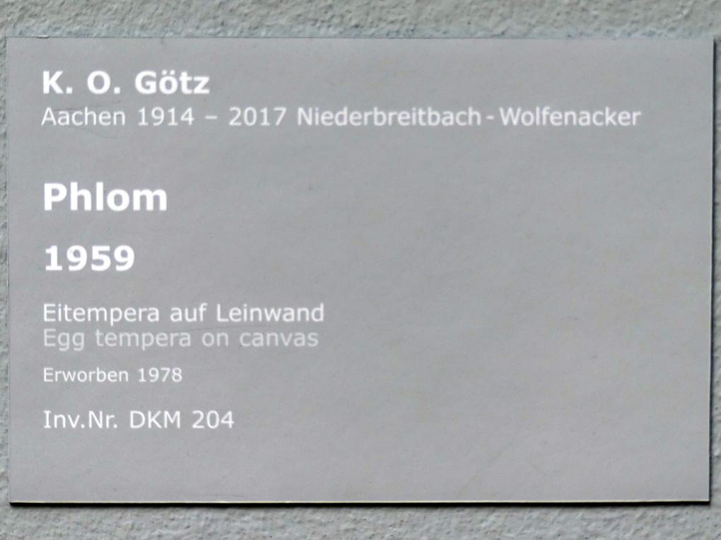Karl Otto (K. O.) Götz (1954–2004), Phlom, Stuttgart, Staatsgalerie, Internationale Malerei und Skulptur 15, 1959, Bild 2/2