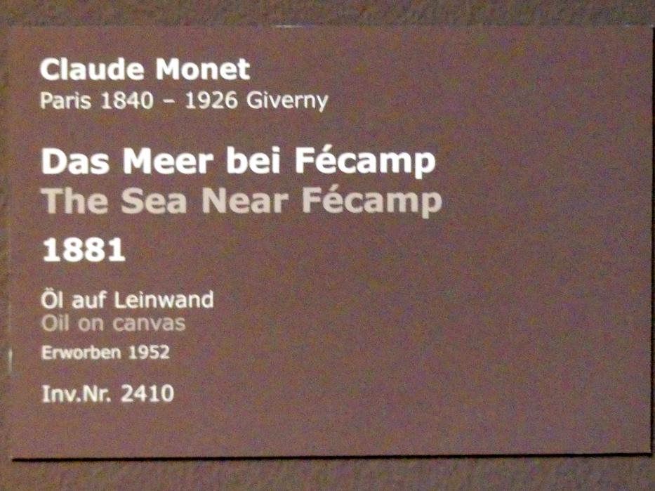 Claude Monet (1864–1925), Das Meer bei Fécamp, Stuttgart, Staatsgalerie, Europäische Malerei und Skulptur 2, 1881, Bild 2/2
