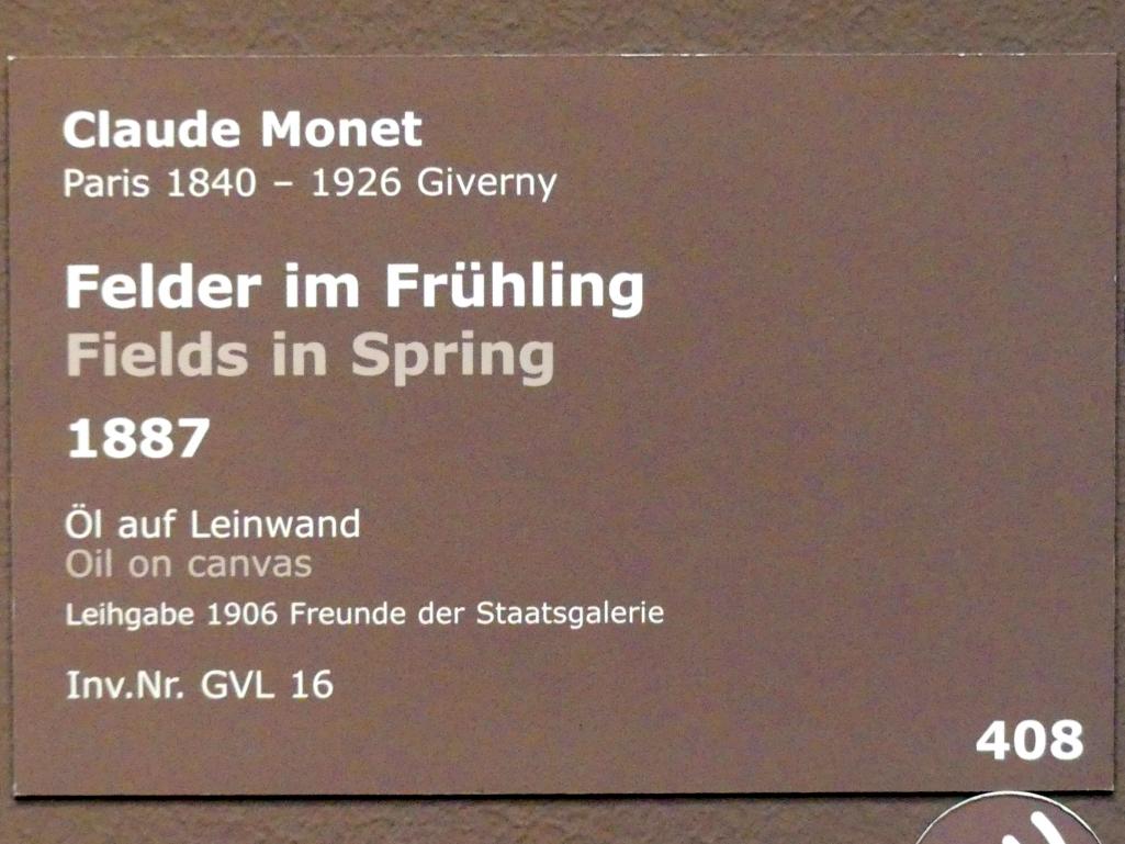 Claude Monet (1864–1925), Felder im Frühling, Stuttgart, Staatsgalerie, Europäische Malerei und Skulptur 2, 1887, Bild 2/2