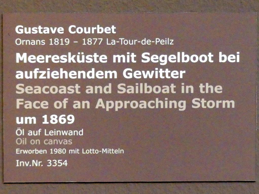 Gustave Courbet (1849–1874), Meeresküste mit Segelboot bei aufziehendem Gewitter, Stuttgart, Staatsgalerie, Europäische Malerei und Skulptur 2, um 1869, Bild 2/2