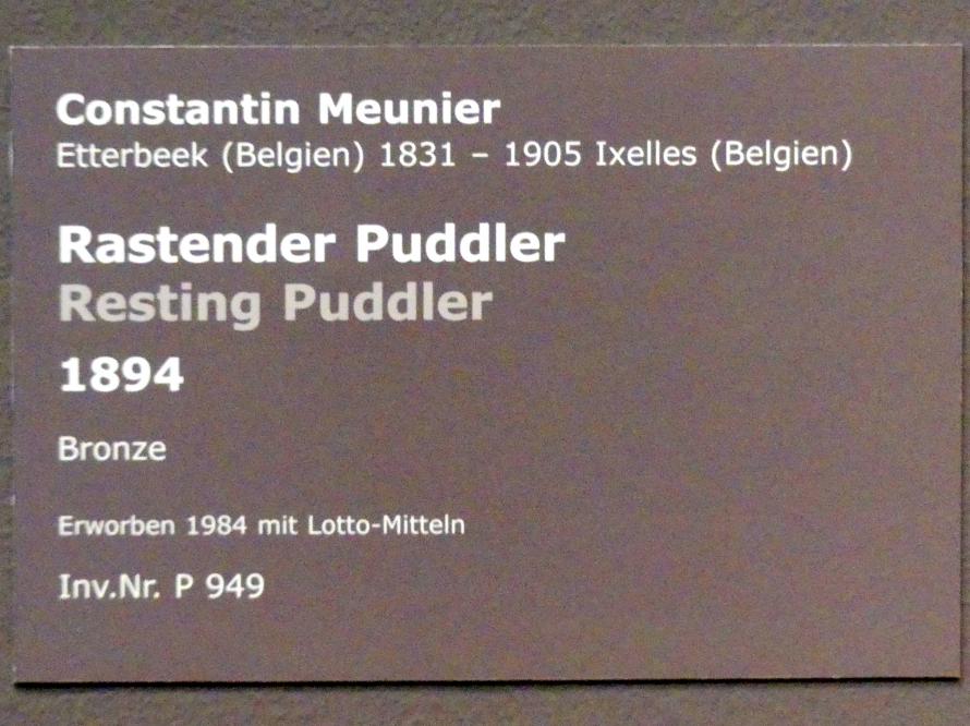 Constantin Meunier (1884–1897), Rastender Puddler, Stuttgart, Staatsgalerie, Europäische Malerei und Skulptur 3, 1894, Bild 4/4