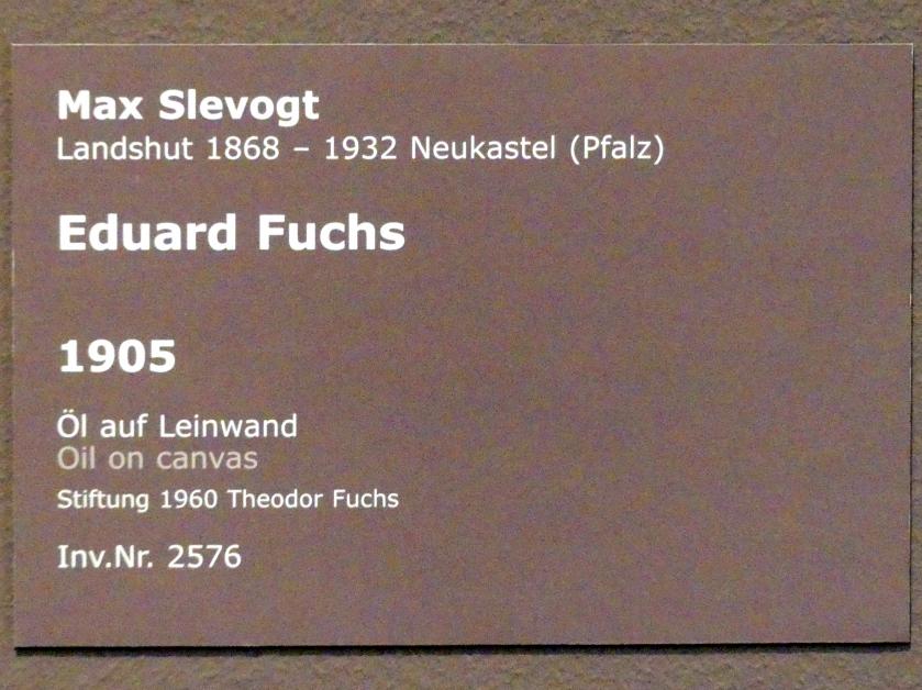 Max Slevogt (1886–1931), Eduard Fuchs, Stuttgart, Staatsgalerie, Europäische Malerei und Skulptur 3, 1905, Bild 2/2