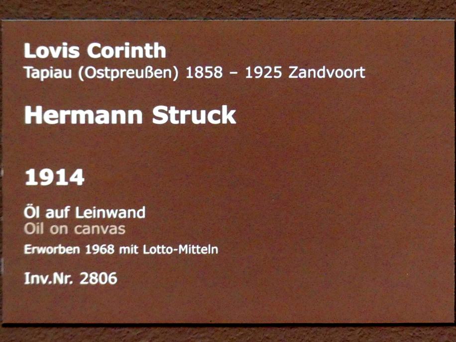 Lovis Corinth (1891–1925), Hermann Struck, Stuttgart, Staatsgalerie, Europäische Malerei und Skulptur 4, 1914, Bild 2/2