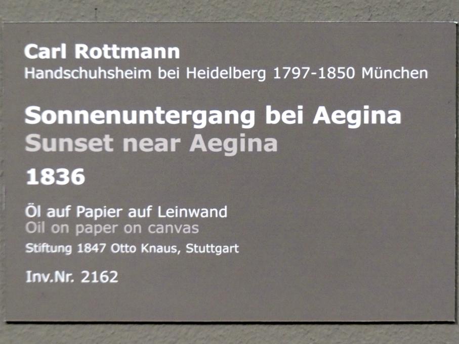 Carl Rottmann (1823–1849), Sonnenuntergang bei Aegina, Stuttgart, Staatsgalerie, Europäische Malerei und Skulptur 5, 1836, Bild 2/2