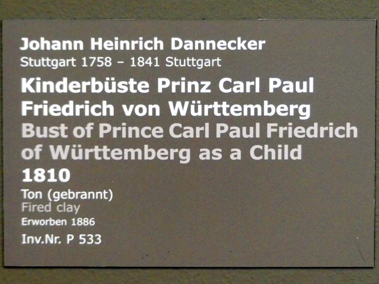 Johann Heinrich Dannecker (1787–1819), Kinderbüste Prinz Carl Paul Friedrich von Württemberg, Stuttgart, Staatsgalerie, Europäische Malerei und Skulptur 7, 1810, Bild 4/4