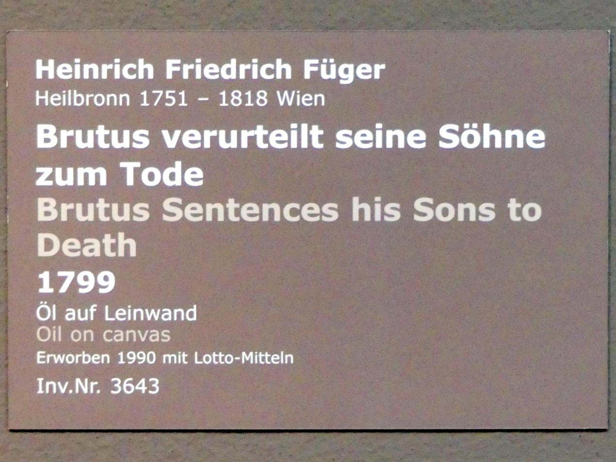 Heinrich Friedrich Füger (1788–1811), Brutus verurteilt seine Söhne zum Tode, Stuttgart, Staatsgalerie, Europäische Malerei und Skulptur 8, 1799, Bild 2/2