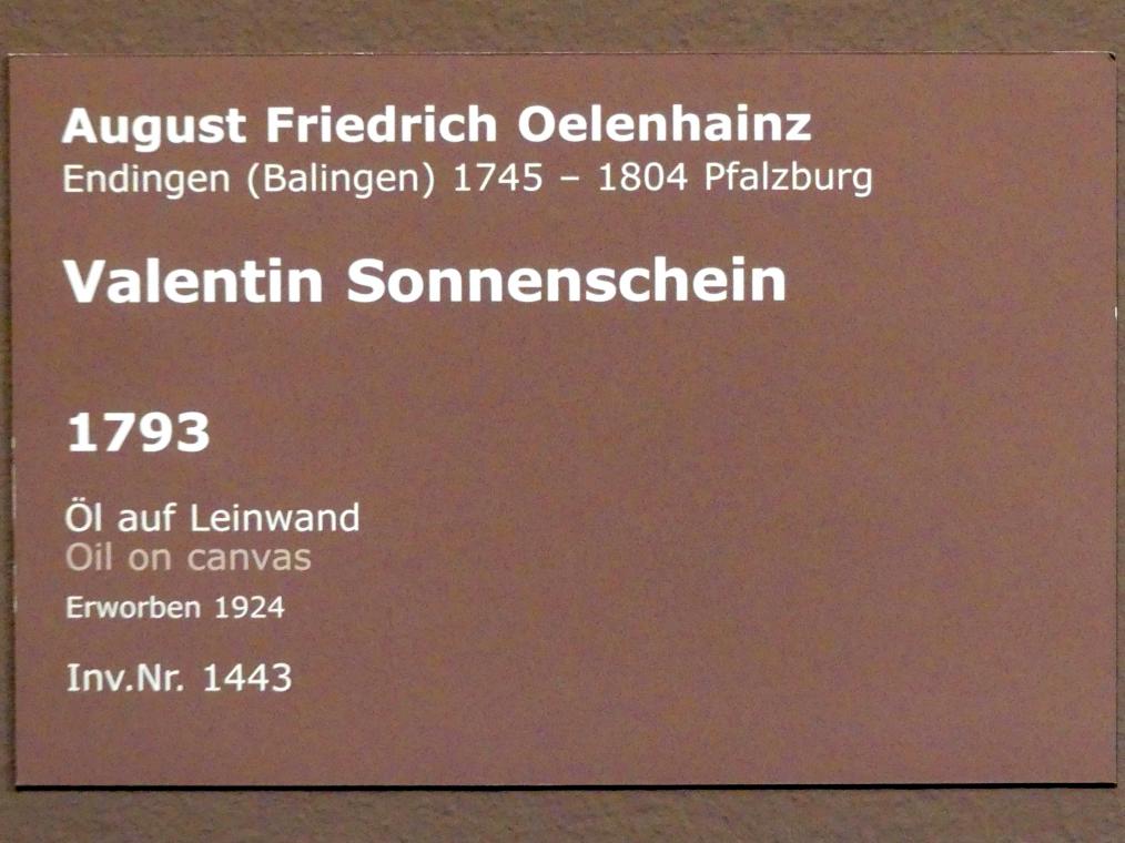 August Friedrich Oelenhainz (1781–1793), Valentin Sonnenschein, Stuttgart, Staatsgalerie, Europäische Malerei und Skulptur 8, 1793, Bild 2/2