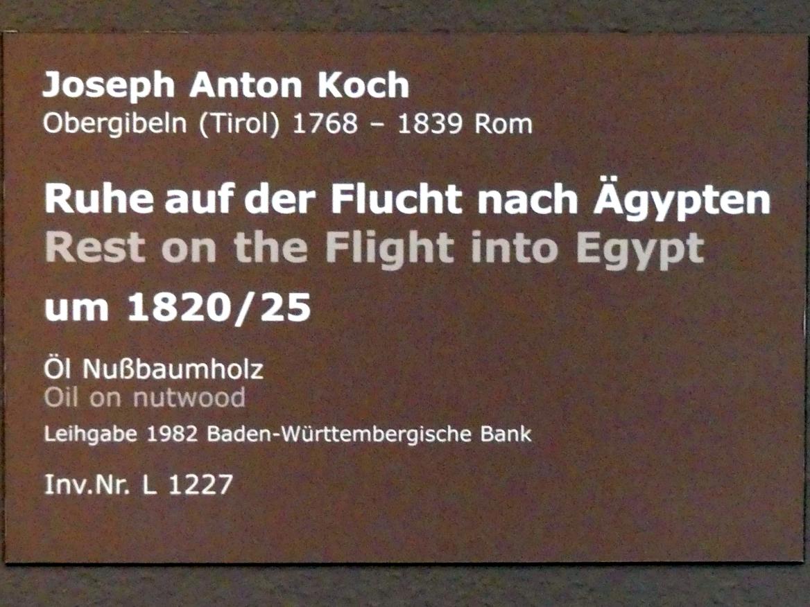 Joseph Anton Koch (1796–1835), Ruhe auf der Flucht nach Ägypten, Stuttgart, Staatsgalerie, Europäische Malerei und Skulptur 9, um 1820–1825, Bild 2/2