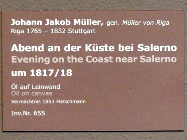 Johann Jakob Müller (1805–1817), Abend an der Küste bei Salerno, Stuttgart, Staatsgalerie, Europäische Malerei und Skulptur 9, 1817–1818, Bild 2/2