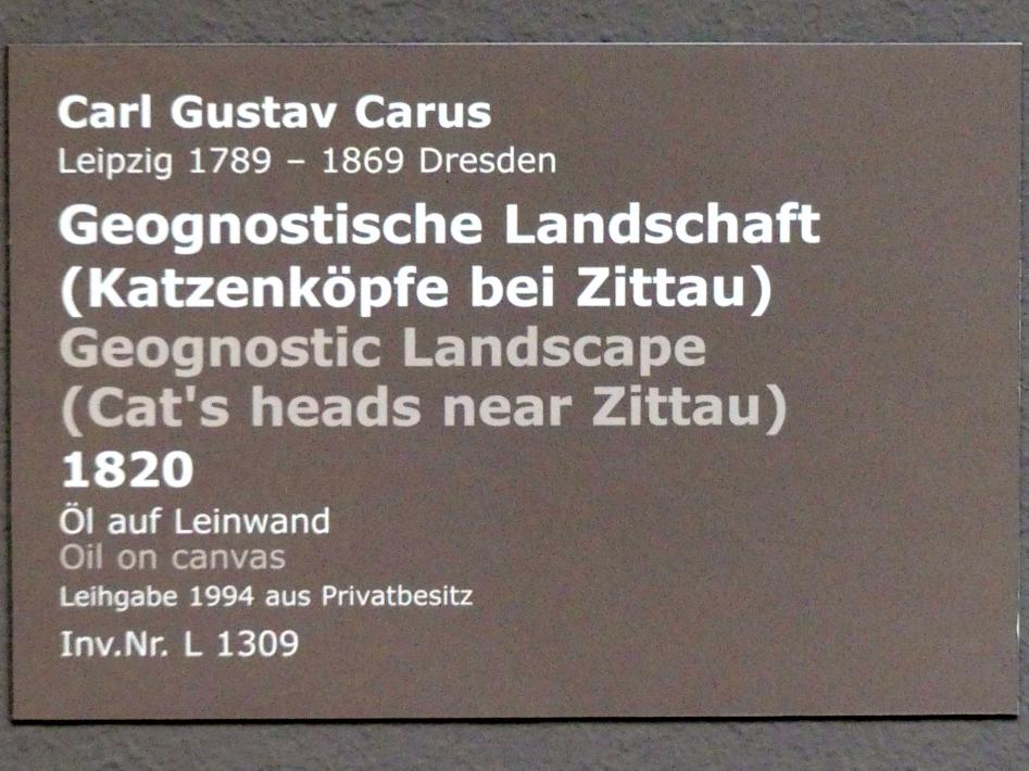 Carl Gustav Carus (1819–1845), Geognostische Landschaft (Katzenköpfe bei Zittau), Stuttgart, Staatsgalerie, Europäische Malerei und Skulptur 9, 1820, Bild 2/2