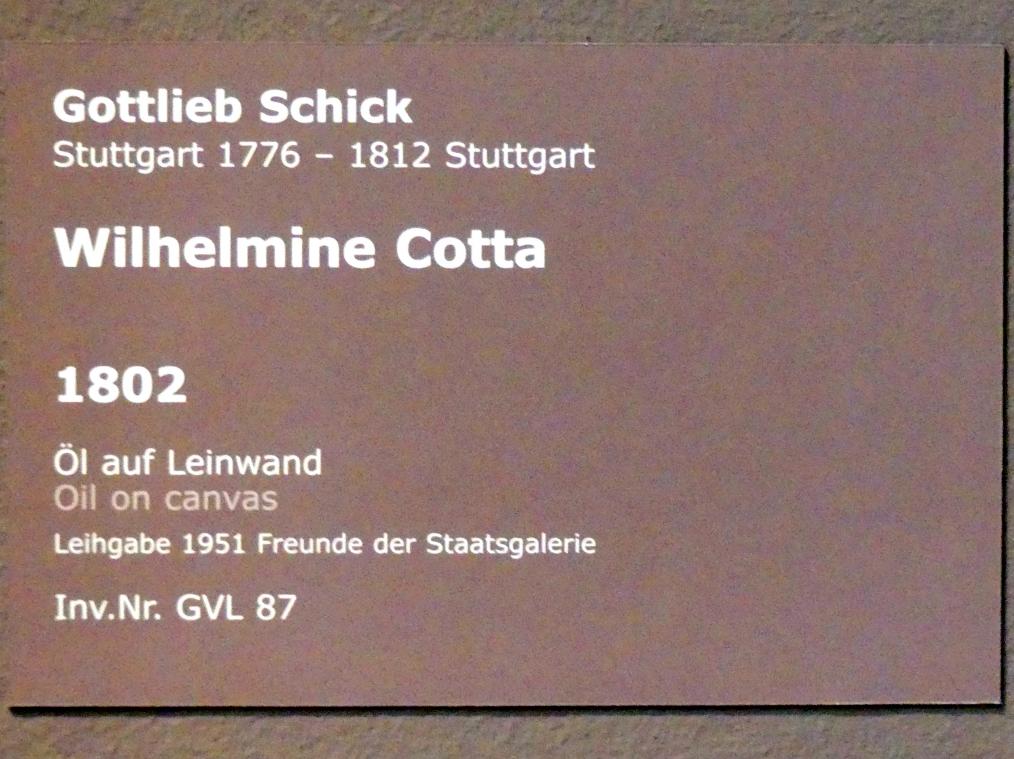 Gottlieb Schick (1798–1810), Wilhelmine Cotta, Stuttgart, Staatsgalerie, Europäische Malerei und Skulptur 10, 1802, Bild 2/2