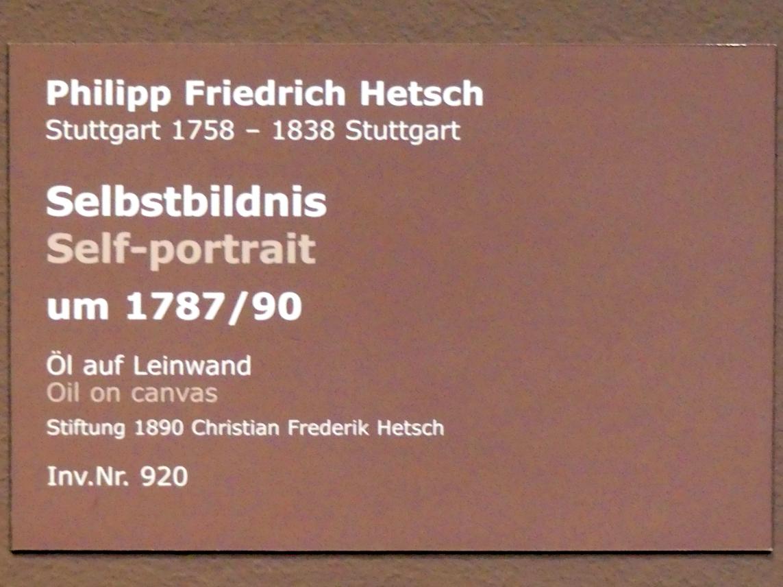 Philipp Friedrich Hetsch (1777–1808), Selbstbildnis, Stuttgart, Staatsgalerie, Europäische Malerei und Skulptur 10, um 1787–1790, Bild 2/2
