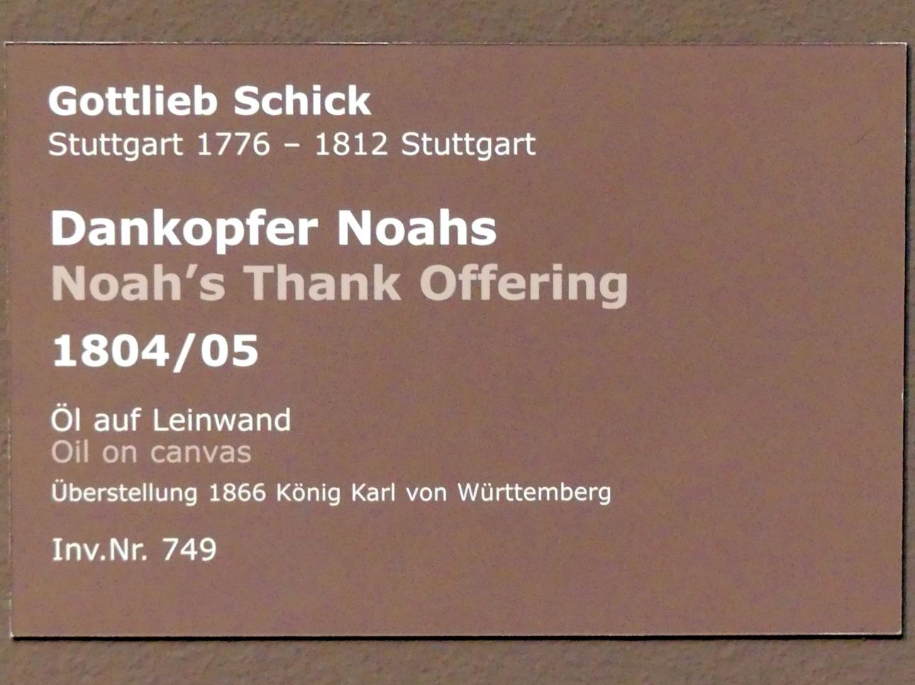 Gottlieb Schick (1798–1810), Dankopfer Noahs, Stuttgart, Staatsgalerie, Europäische Malerei und Skulptur 11, 1804–1805, Bild 2/2