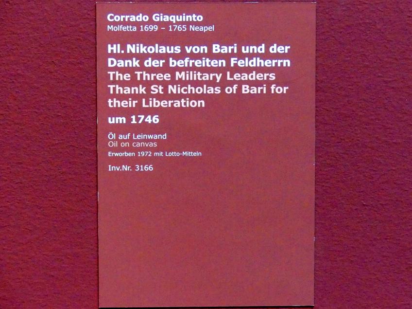 Corrado Giaquinto (1736–1760), Hl. Nikolaus von Bari und der Dank der befreiten Feldherrn, Stuttgart, Staatsgalerie, Italienische Malerei 1, um 1746, Bild 2/2