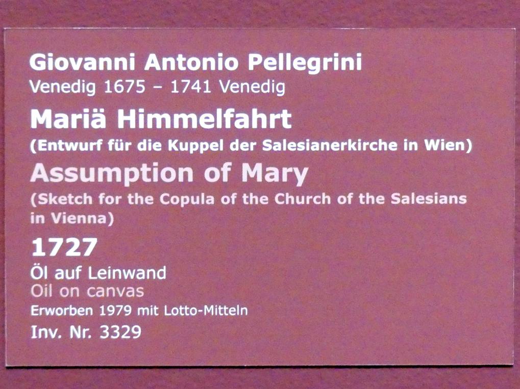 Giovanni Antonio Pellegrini (1710–1736), Mariä Himmelfahrt, Wien, Salesianerinnenkirche, jetzt Stuttgart, Staatsgalerie, Italienische Malerei 3, 1727, Bild 2/2