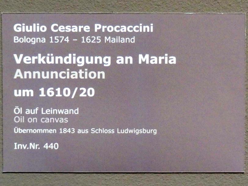 Giulio Cesare Procaccini (1611–1621), Verkündigung an Maria, Stuttgart, Staatsgalerie, Italienische Malerei 5, um 1610–1620, Bild 2/2