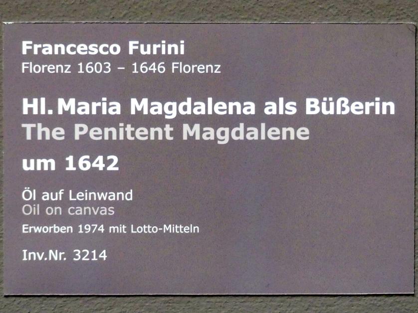 Francesco Furini (1634–1642), Hl. Maria Magdalena als Büßerin, Stuttgart, Staatsgalerie, Italienische Malerei 5, um 1642, Bild 2/2