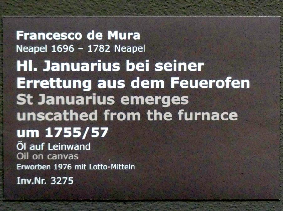 Francesco de Mura (1748–1756), Hl. Januarius bei seiner Errettung aus dem Feuerofen, Stuttgart, Staatsgalerie, Italienische Malerei 5, um 1755–1757, Bild 2/2