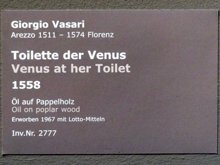 Giorgio Vasari (1540–1568), Toilette der Venus, Stuttgart, Staatsgalerie, Italienische Malerei 5, 1558, Bild 2/2