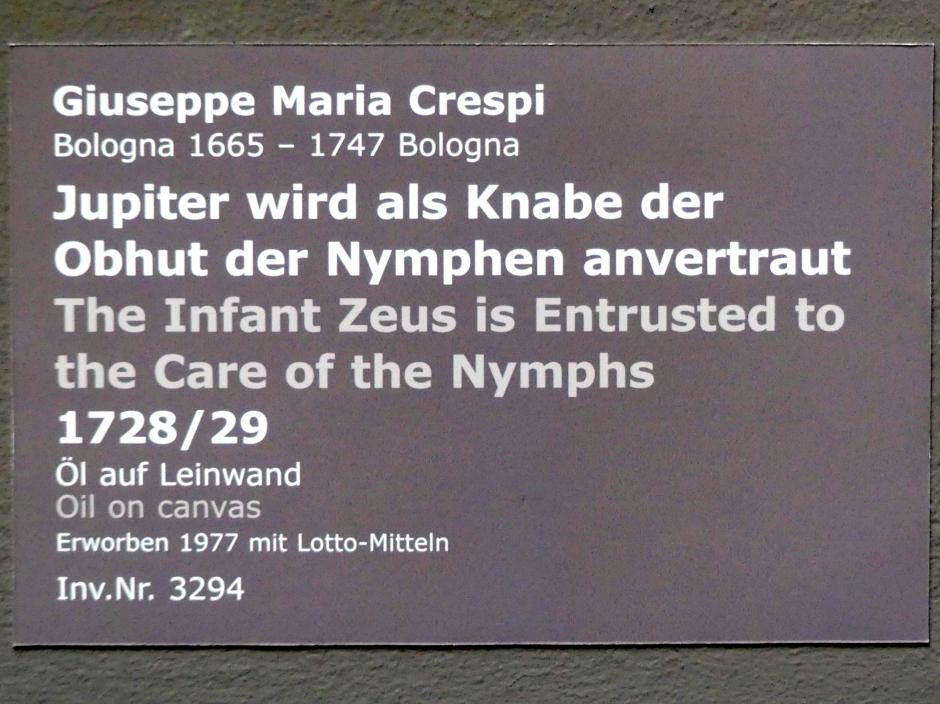 Giuseppe Maria Crespi (Spagnuolo) (1697–1733), Jupiter wird als Knabe der Obhut der Nymphen anvertraut, Stuttgart, Staatsgalerie, Italienische Malerei 5, 1728–1729, Bild 2/2