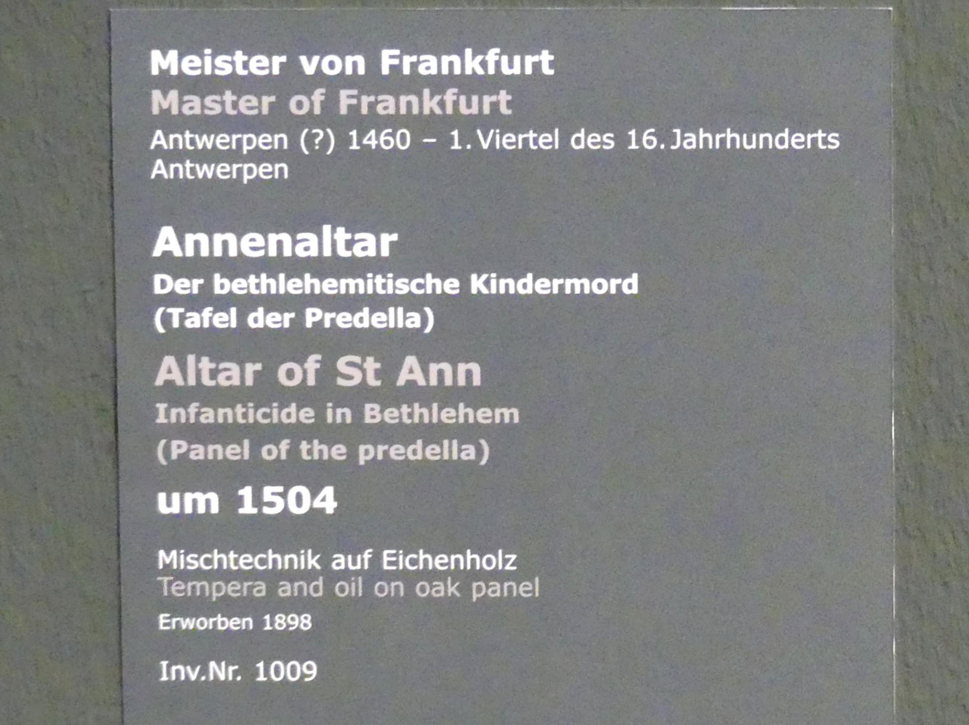 Meister von Frankfurt (1499–1515), Annenaltar - Der bethlehemitische Kindermord, Stuttgart, Staatsgalerie, Niederländische Malerei 1, um 1504, Bild 2/2