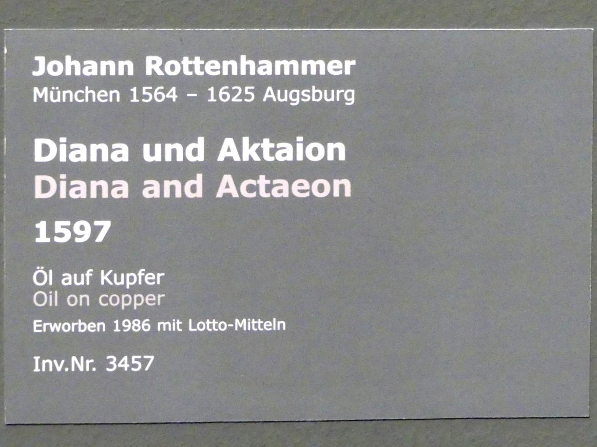 Johannes Rottenhammer der Ältere (1595–1604), Diana und Aktaion, Stuttgart, Staatsgalerie, Niederländische Malerei 2, 1597, Bild 2/2