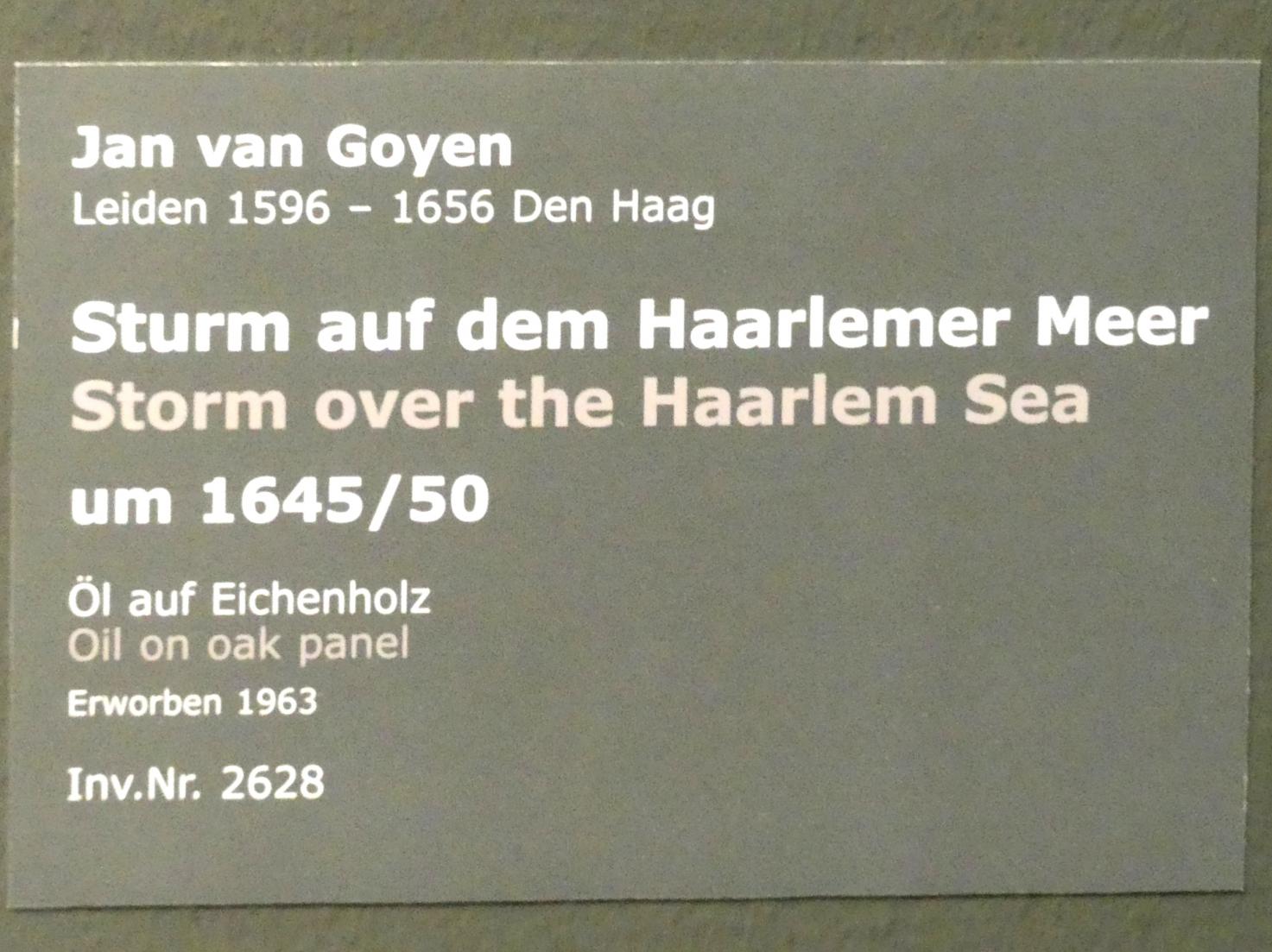 Jan van Goyen (1621–1657), Sturm auf dem Haarlemer Meer, Stuttgart, Staatsgalerie, Niederländische Malerei 3, um 1645–1650, Bild 2/2