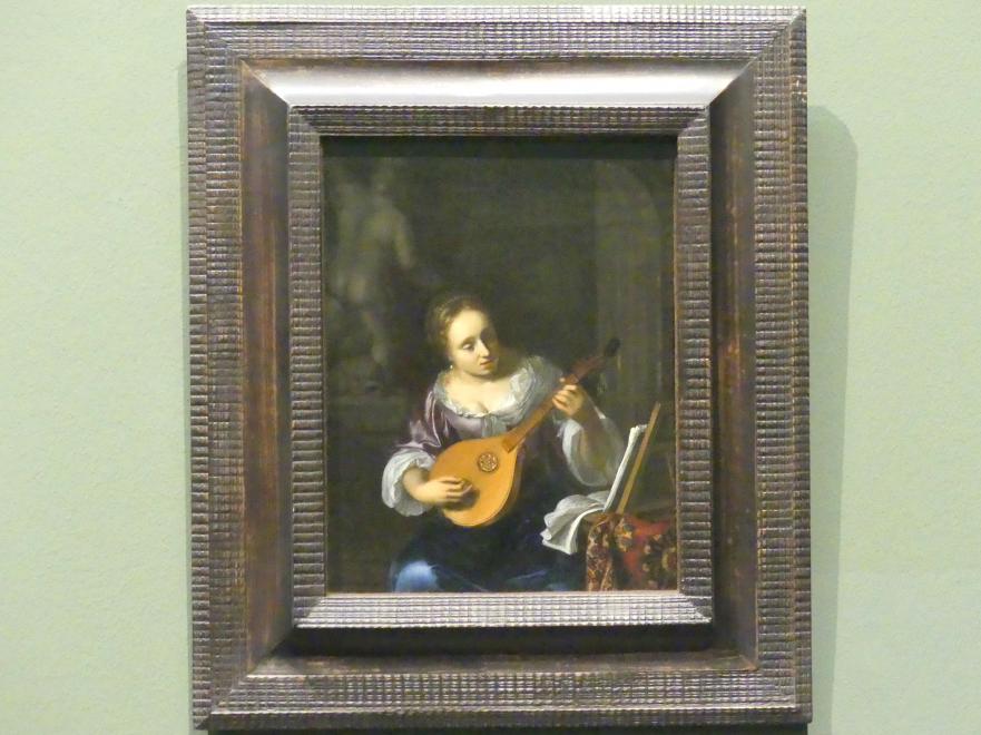 Willem Verschuring der Ältere (1687), Junge Frau, die Cister spielend, Stuttgart, Staatsgalerie, Niederländische Malerei 4, Letztes Viertel 17. Jhd.