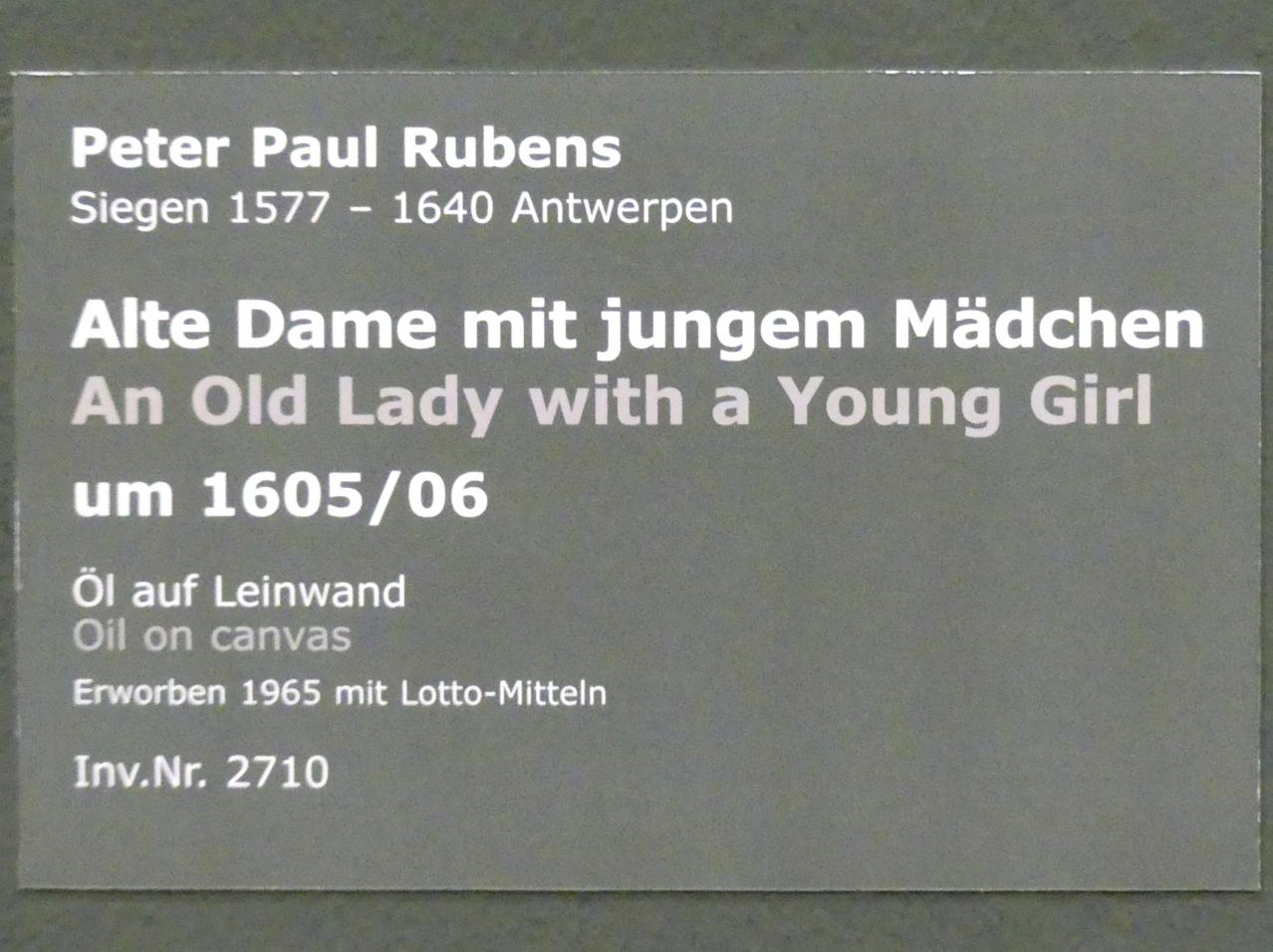 Peter Paul Rubens (1598–1640), Alte Dame mit jungem Mädchen, Stuttgart, Staatsgalerie, Niederländische Malerei 4, um 1605–1606, Bild 2/2