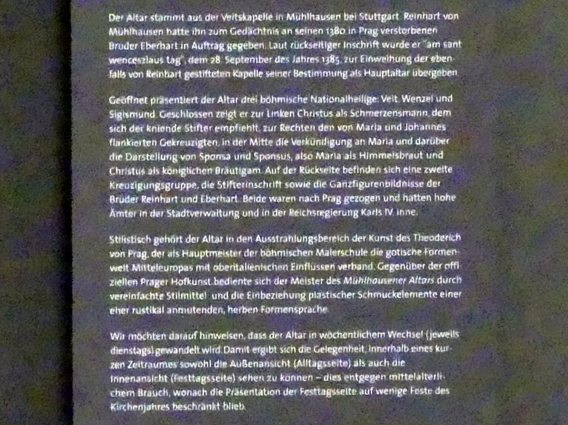 Mühlhausener Altar, Mühlhausen am Neckar, Veitskapelle, jetzt Stuttgart, Staatsgalerie, Altdeutsche Malerei 1, 1385, Bild 4/4